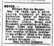 William Patrick Bergen Boyce - Death Notice - Herald Sun - 4 Jan 2010